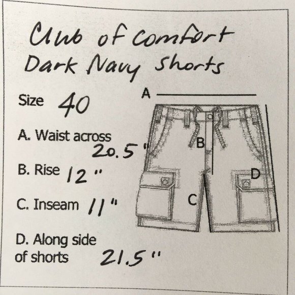 Club of Comfort Mens sz 40 Shorts Dark Navy Blue Stretch Blend Cotton Premium - Picture 12 of 12